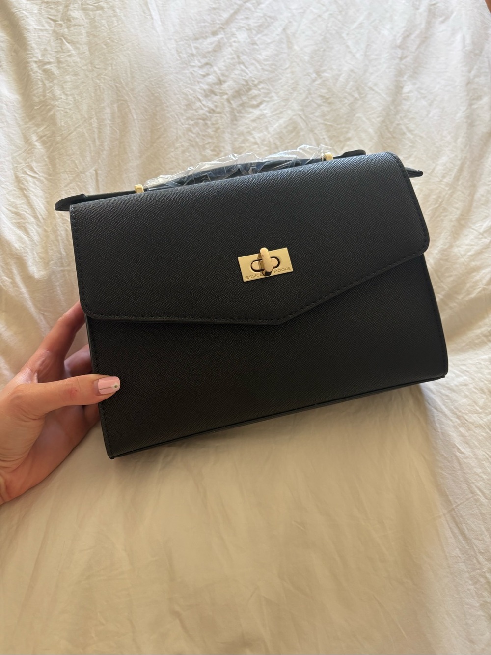 Jessica Moore JM Posh Top-Handle Crossbody Bag with Gold Turn-Lock